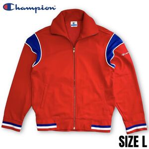 希少■ Champion (チャンピオン) 日本製 90s ヴィンテージ ジップアップ 長袖 ジャージ 赤青白 トリコロール L 古着 オールド アメカジ