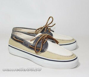 スペリー トップサイダー SPERRY TOPSIDER デッキシューズ キャンバス ベージュ / ダークグレー / オフホワイト 9M 約27cm 美品 使用僅か