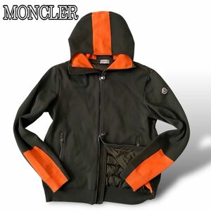 極美品!! MONCLER モンクレール ダウンジャケット ハイブリッド ニット切り替え ワッペンロゴ Sサイズ ダウン90% カーキ d131