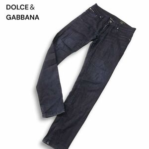 DOLCE＆GABBANA ドルチェ＆ガッバーナ CLASSIC ロゴ プレート★ ストレッチ スキニー デニム パンツ ジーンズ Sz.46 メンズ　I4B01877_A#R