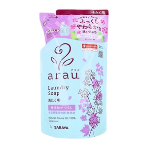 洗濯用石けん サラヤ arau. アラウ 無添加せっけん 洗たく用 天然ハーブの香り ゼラニウム 詰替用 1L X4パック