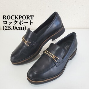 美品◆ROCKPORT ロックポート トータルモーション 本革レザーパンプス ローファー ビジネス カジュアル ローヒール レディース(25.0cm)黒