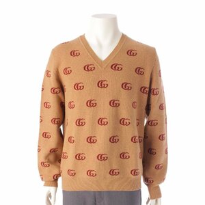 【グッチ】Gucci　メンズ GGインターロッキング Vネック ニット セーター 645292 ブラウン L 【中古】【正規品保証】203172