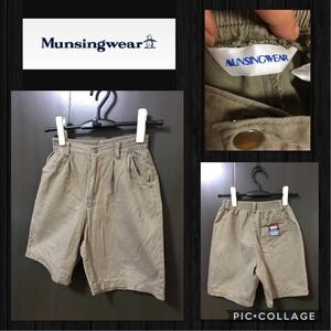 ★MUNSINGWEAR マンシングウェア ハーフパンツ 薄手ウエストゴム ホック ワッペン キッズ150cm 日本製 比較的綺麗 訳あり