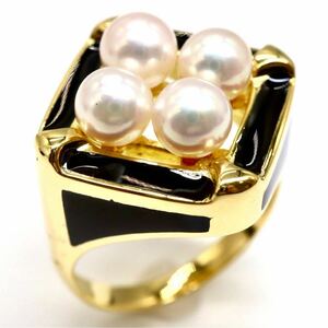 テリ抜群!!美品!!MIKIMOTO(ミキモト)《K18 アコヤ本真珠ベビーパールリング》O 7.7g 9号 約4.5mm珠 jewelry ring pearl EG4/EG5