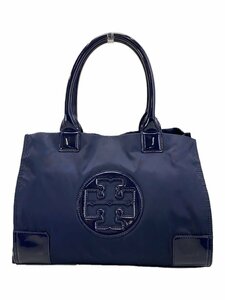 TORY BURCH◆Ella Patent tote/トートバッグ/NVY/角スレ有