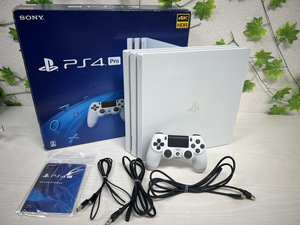 6931-02★1円スタート★美品★PlayStation4 Pro/プレイステーション4プロ CUH-7200B 1TB ホワイト/コントローラー 箱付き★