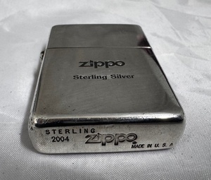 2004年製 ZIPPO ジッポ STERLING SILVER スターリング シルバー 925 表面ロゴ 純銀 銀 ライター USA 中古品