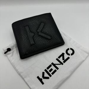 ★送料無料★新品未使用★KENZO(ケンゾー)/ロゴ型押し/カウレザー/二つ折り財布/ブラック