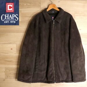 Y8Y/R1.8‐3　アメリカ古着　CHAPS　チャップス　ポリジャケット　ブルゾン　ジャンパー　裏ボア　メンズ　XXLサイズ　ブラウン系　