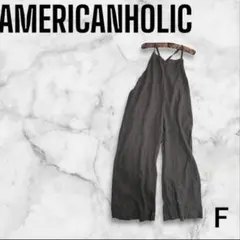 【AMERICANHOLIC】F ダークグレー サロペット 紐調節可 無地