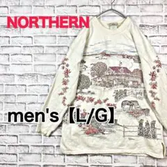 【G730】NORTHERN プリントスウェットトレーナー【L/G】ホワイト