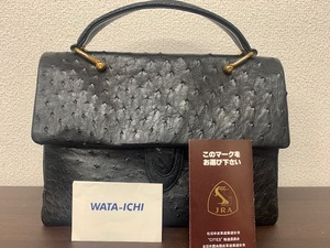 ★ 売切り　美品 ★ JRA OSTRICH オーストリッチ ハンドバック ダチョウ 天然本革 ブラック 