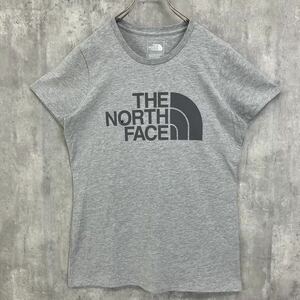 【1円スタート】新品 タグ付き THE NORTH FACE ノースフェイス ロゴTシャツ レディース M ハーフドーム 定番 グレー 正規品 US限定 NT-037