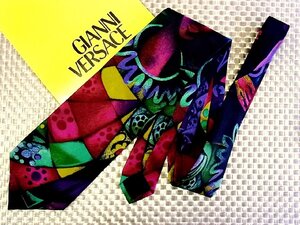 ♪36133C♪良品【デザイン カラフル 柄】ヴェルサーチ【GIANNI VERSACE】ネクタイ