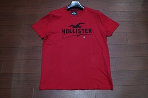 ★Hollister ロゴ アップリケ刺繍 Tシャツ 半袖/XL/レッド/赤/ メンズ ホリスター アバクロ カットソー a&f ll 2l ビッグサイズ ワッペン