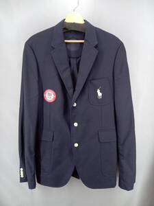 ☆ POLO RALPH LAUREN ポロラルフローレン TEAM USA 2020 Olympic テーラードジャケット ワッペン ハンカチ付き サイズ44 ネイビー 通年