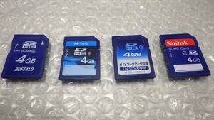 *SanDisk/BUFFALO/など　ＳＤHCメモリーカード 　4GB 4枚セット 中古動作品　