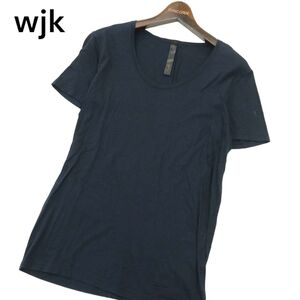 wjk ダブルジェイケイ 春夏★ 半袖 カットソー Tシャツ Sz.S　メンズ ネイビー 日本製　A4T04810_5#D