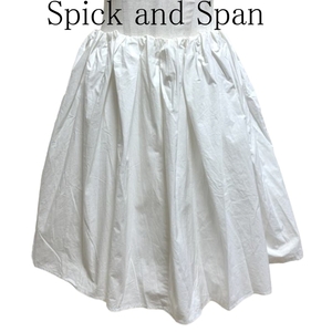 Spick and Span スピック＆スパン レディース ミニスカート 接触冷感 夏 ギャザースカート 白 無地 38号