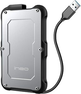 ineo 2.5インチ USB 3.0 Type-A 頑丈な防水&耐衝撃外付けハードドライブエンクロージャ 9.5mm & 7mm SATA HDD/SSD用