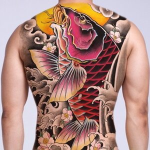 I 品番M TATOOシール タトゥーシール 和柄 和彫り入れ墨シール 背中用入れ墨シール 簡単で長持ち イベントや動画撮影に リアルな刺青シール