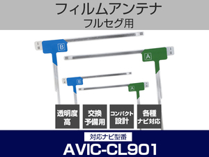 AVIC-CL901 対応 純正互換 4枚 セット フルセグ用 補修用 フィルムアンテナ 地デジ クラリオン / アルパイン / パイオニア 適合 (is