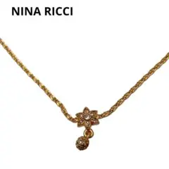 美品　ニナリッチ　ネックレス　ゴールド　ラインストーン　花　NINA RICCI