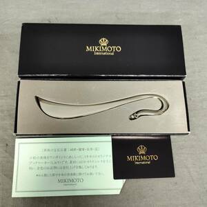 060314 255655 MIKIMOTO　ミキモト　ブックマーカー　ペーパーナイフ　パール　シルバーカラー　ステンレス製　USED品