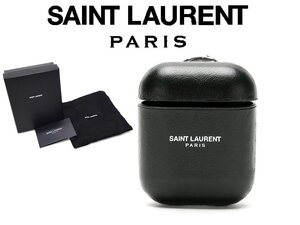 7万新品◆SAINT LAURENT エンボス箔ロゴ AirPodsケース 黒 【サンローラン】1円