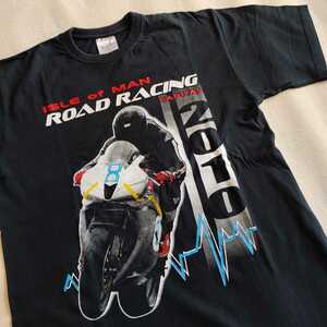 マン島 バイク レース ISLE of MAN ROAD RACING 2010 Tシャツ ブラック Sサイズ 両面プリント