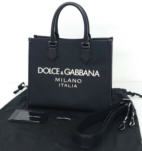 【SR-296】 DOLCE&GABBANA ハンドバッグ ドルチェ&ガッバーナ ナイロン 2way ショルダー 肩掛け 手持ち カバン ブラック系 ブランド