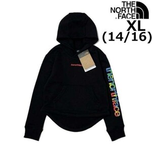 1円～!売切!【正規新品】THE NORTH FACE◆GIRLS CAMP FLEECE PULLOVER HOODIE パーカー US限定 キッズ 子供服 裏起毛(XL)黒 240517-20