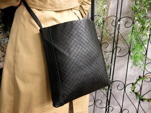 超美品●BOTTEGA VENETA ボッテガ ヴェネタ●メンズ●イントレッチオミラージュ●カーフ レザー 本革●ショルダー バッグ●黒●B5●Js53648