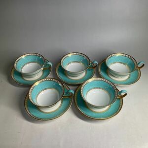 1円 WEDGWOOD ウェッジウッド カップ ソーサー 5客セット 食器 ユーランダーパウダー ターコイズ