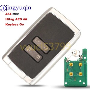 R1820：★人気商品★車警報 4 ボタンスマートリモートキー 434mhz Hitag AES 4A チップルノーメガーヌ 4 キーレスゴー/エントリー車のキー