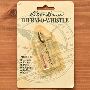 希少! デッドストック! 80s USA製 Eddie Bauer THERM-O-WHISTLE 温度計 ホイッスル コンパス ビンテージ キャンプ アウトドア キーホルダー