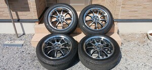 ◆美品◆ワークエモーション◆D9R◆18インチ7.5J+47◆PCD100の5穴◆タイヤ2021年ブリジストン製トランザT001◆225/55R18◆スバル車に◆