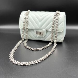 1円 良品 CHANEL シャネル Vステッチ 2.55 カーフスキン チェーン ショルダー ハンド バッグ dD0532N