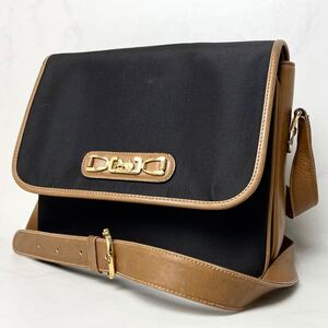 【希少な逸品】 OLD CELINE オールド セリーヌ フィービー 馬車金具 キャンバス レザー ショルダーバッグ バッグ ヴィンテージ