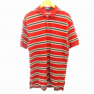 ポロ バイ ラルフローレン Polo by Ralph Lauren ポロシャツ 半袖 ストライプ 赤 レッド L メンズ