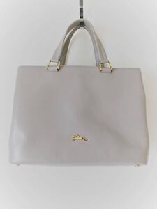 一度使用【LONGCHAMP】HONORE/オノレ 2way レザートートバッグ/ショルダーバッグ　ライトグレー　ロンシャン