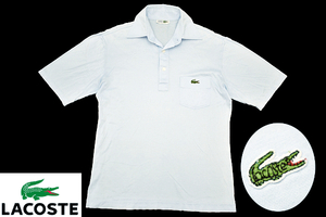 Y-7685★送料無料★CHEMISE LACOSTE シュミーズ ラコステ★90ｓ日本製 ヴィンテージ ライトブルー ロゴ刺繍 スムース 半袖 ポロシャツ Ｓ