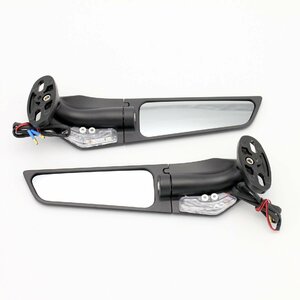 LED エアロミラー ウイングミラー 黒 ブラック ステルスミラー スリムミラーGSX250R GSX-R600 GSX-R750 GSX-R1000 GSX-R1100 GSX1300R隼