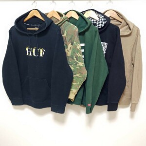 お得!!【まとめ売り】スウェット パーカー 5着 セット HUF ハフ ストリート 迷彩 ミリタリー アメカジ 奇抜 インパクト 派手 M /SWP-200j