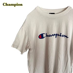 【AY1937】 Champion チャンピオン　半袖Tシャツ　ロゴプリント　白　ショート丈　レディース　Mサイズ