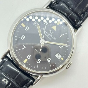 P062-CH3-1267 ◎IWC SCHAFFHAUSEN シャフハウゼン ポートフィノ AUTOMATIC 自動巻き デイト 黒文字盤 3針 メンズ腕時計 2583911 稼働