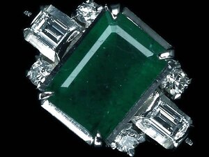 KL14295T【1円～】新品仕上【RK宝石】≪Emerald≫ 天然エメラルド 大粒1.26ct 極上ダイヤモンド Pt850 高級リング 昭和 ヴィンテージ 陽刻