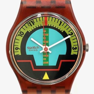 仙10 swatch 腕時計 クォーツ アナログ 3針 裏スケ ケース付き スウォッチ QZ マルチカラー カラフル