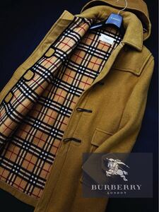 h46別格!!!【WOOL100%メルトンウール!!】参考価格25万●BURBERRY LONDON●超ド級　イギリス製ダッフルコート バーバリーコート メンズ L